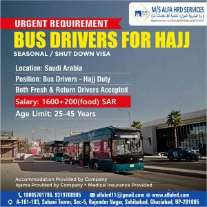 Urgent Bus Driver Jobs for Hajj 