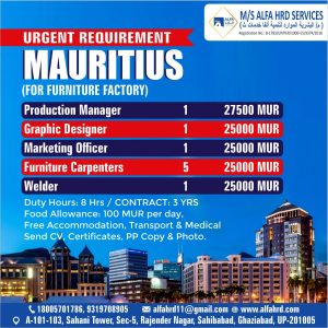 Urgent Job in Mauritius in Furniture Factory - Alfa Hrd